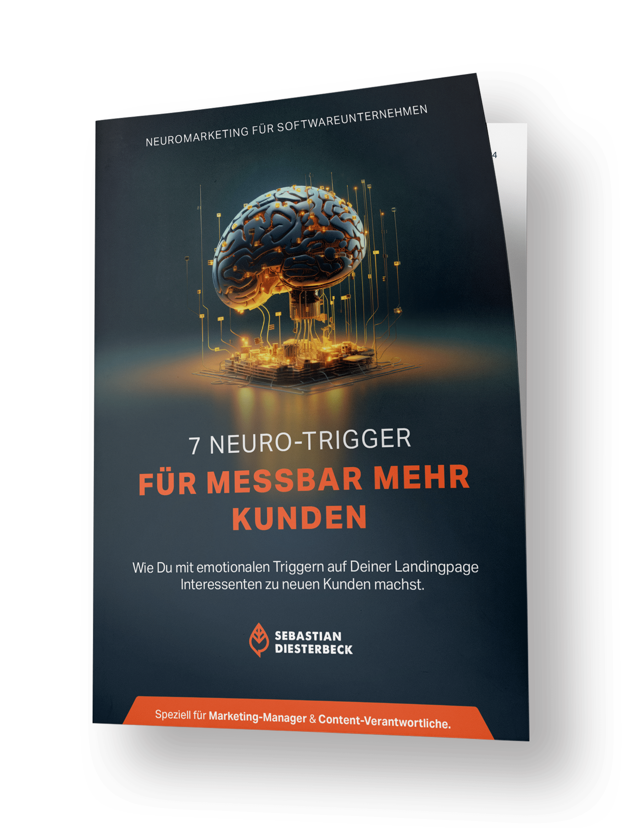 Darstellung eines Heftes mit dem Aufdruck 7 Neuro-Trigger für messbar mehr Kunden
